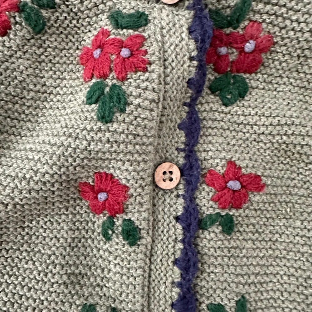 Baby Green Knit with Red Floral Accents - Picture 2 of 4